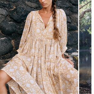 Daughters of India Yellow and White Floral Dress